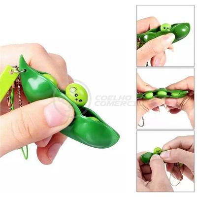 Chaveiro Ervilha Brinquedo Anti Stress Silicone Verde