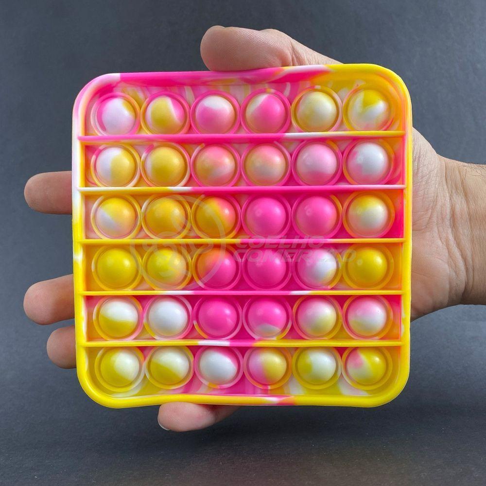 Pop It Tie Dye Quadrado Anti Stress Amarelo E Rosa - 2