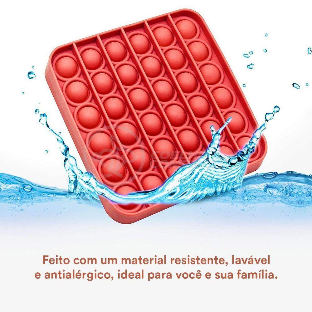 Pop It Quadrado Fidget Toy Silicone Anti Stress Vermelho Nº3 - 3