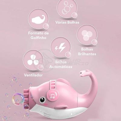 Golfinho Bolhudo Lança Bolhas Sabão Criança Infantil Rosa 3