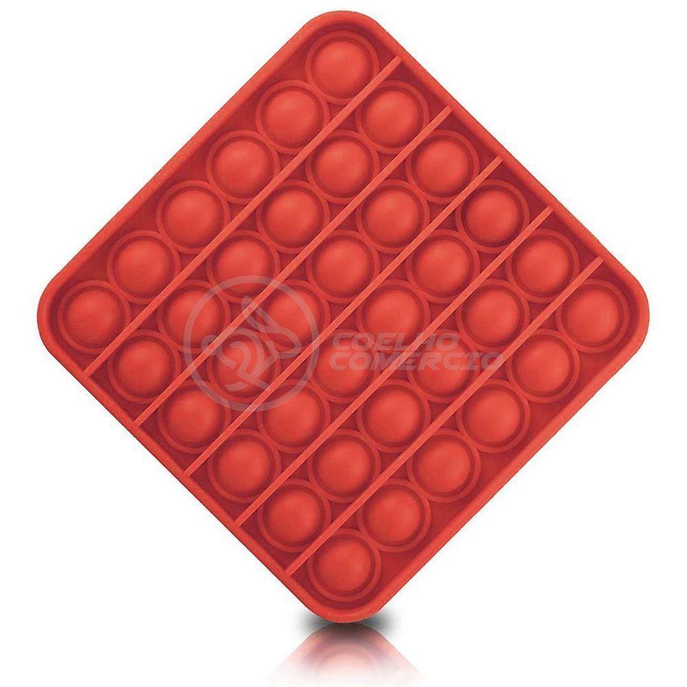 Pop It Quadrado Fidget Toy Silicone Anti Stress Vermelho Nº4 - 1