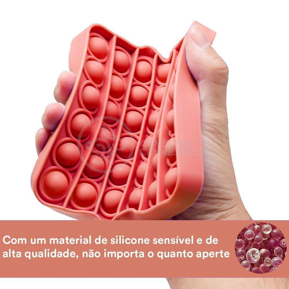 Pop It Quadrado Fidget Toy Silicone Anti Stress Vermelho Nº2 - 7