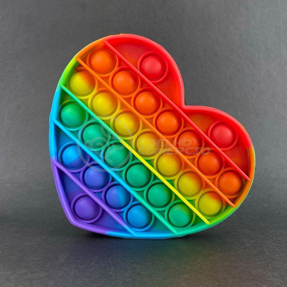 Pop It Coração Fidget Toy Anti Stress Ansiedade Arco Íris - 3