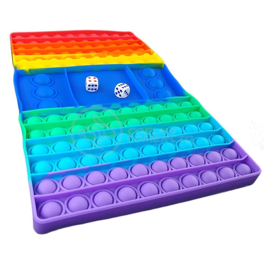 Tabuleiro Big Pop It Arco Iris Silicone Anti Stress - 6