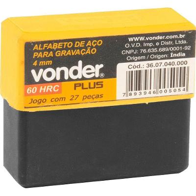 Alfabeto De Aço Punção 10mm A-z Para Gravação - Vonder Plus