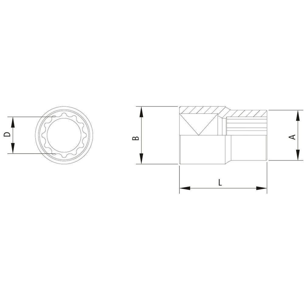Soquete Estriado Em Aço Cromo Vanádio 9/16" - Encaixe 1/4" Tramontina Pro Tramontina - 1