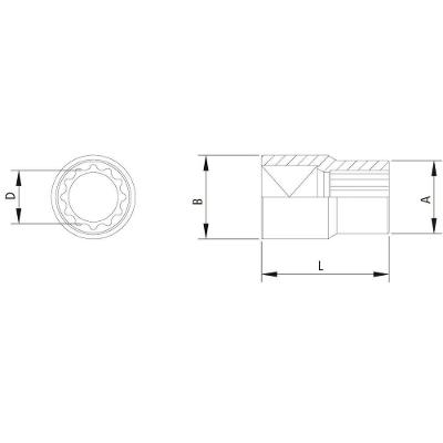 Soquete Estriado Em Aço Cromo Vanádio 9/16" - Encaixe 1/4" Tramontina Pro Tramontina