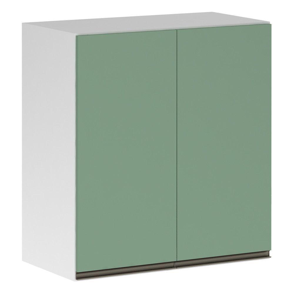 Armário Perola 70cm 2 Portas Luciane Branco Polar C/Verde - 1