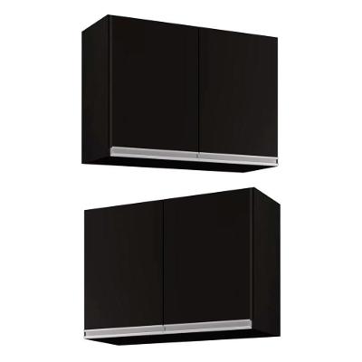 Kit 2 Armários Aéreo 02s Eva Preto 80cm