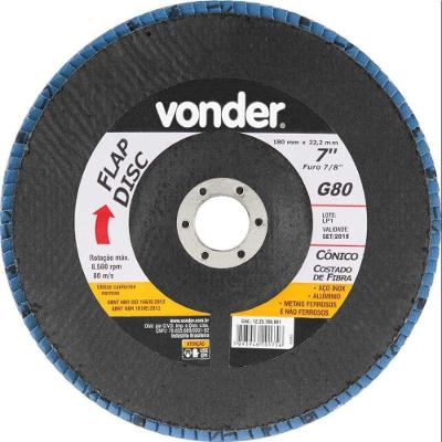Flap Disc 7" G80 Costado Fibra Cônico P/ Aço Carbono E Inox