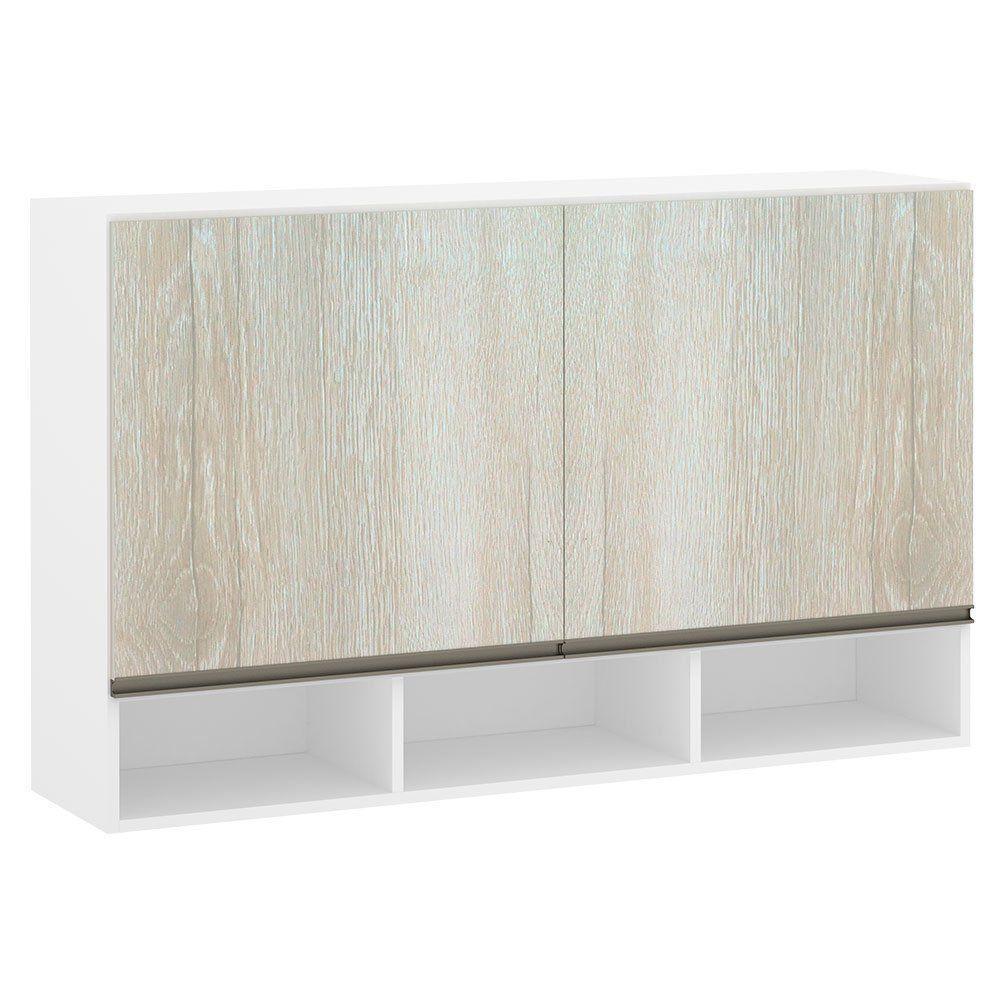 Armário 120cm 2 Portas C/Nicho Branco Polar C/Legno Crema - 1