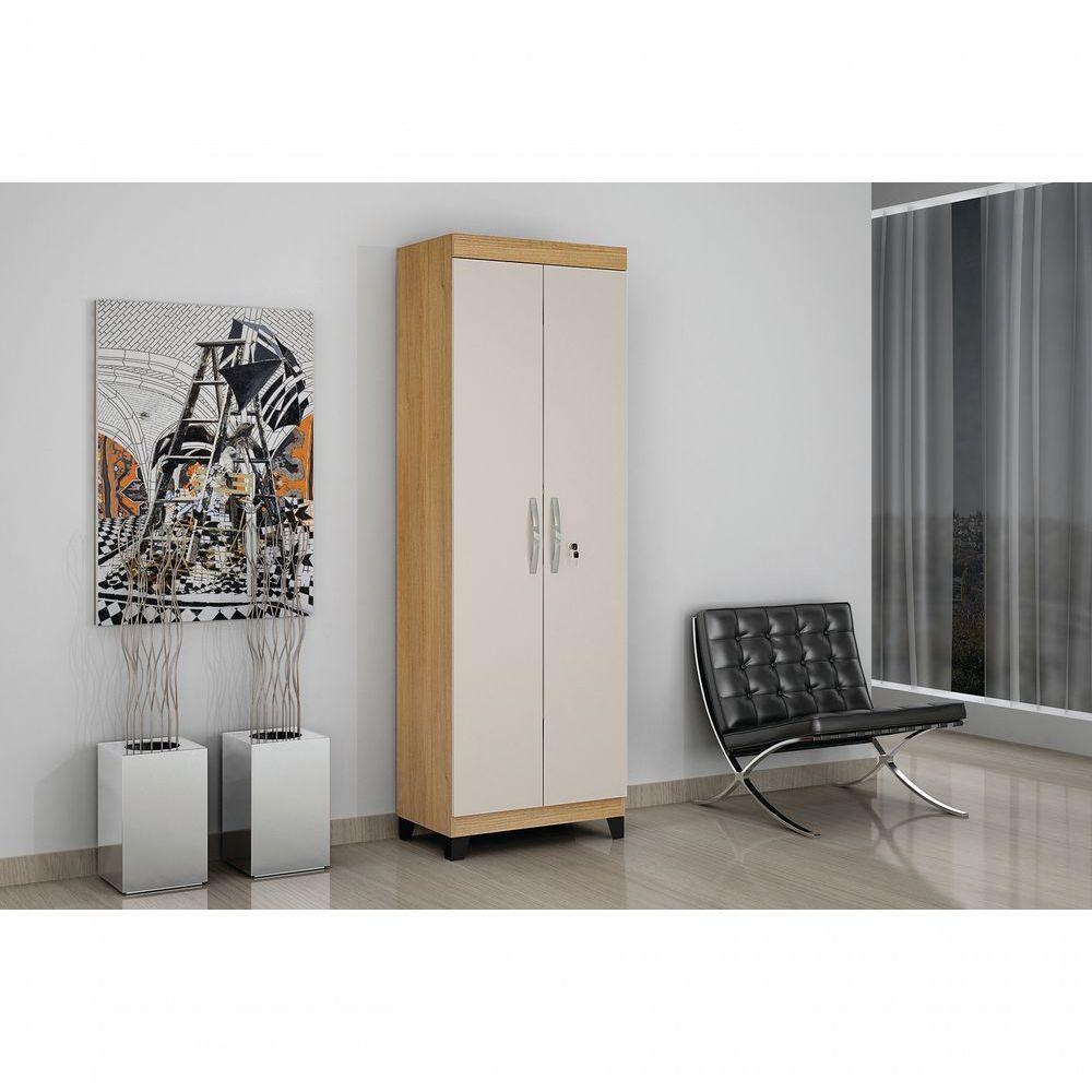 Armario Multiuso Asteca 2 Portas C/ Chave Cinamomo/Off - 2