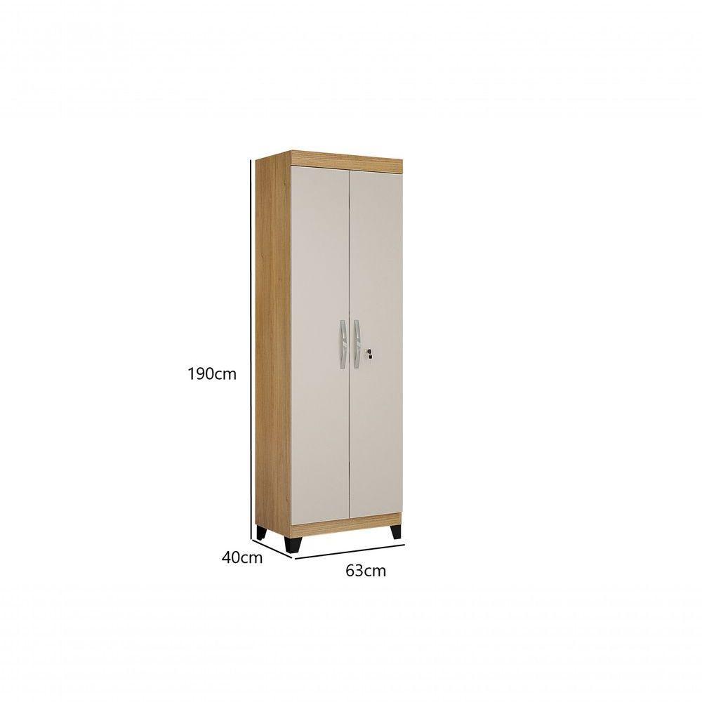 Armario Multiuso Asteca 2 Portas C/ Chave Cinamomo/Off - 3