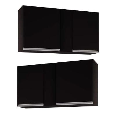 Kit 02 Armários Aéreo 02s Agata 100cm Preto