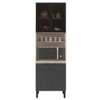 Paneleiro Cozinha 2 Portas Vidro 2 Portas Mdp Touch Grafito - 3