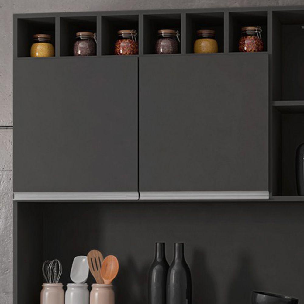 Kit Cozinha Compacta Alice 130Cm Com 6 Portas E 1 Gaveta Cinza Escuro - Desk Design - 2