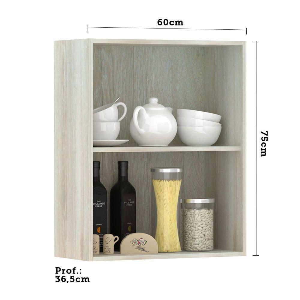 Armário Para Cozinha 60 Cm 2 Portas Lis Luciane Móveis Legno Crema Com Cinza Puro - 6