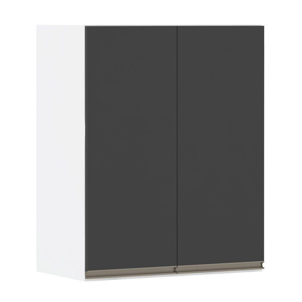 Armário Perola 60cm 2 Portas Branco Polar C/Preto Txt - 1