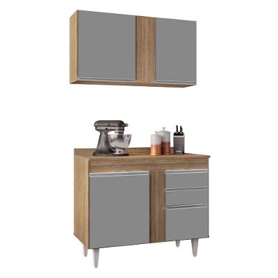 Kit Armário Aéreo Balcão 100cm Cinza