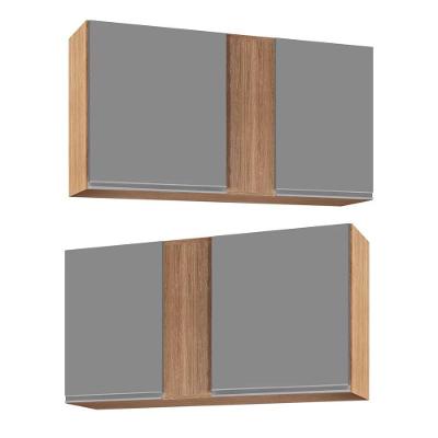Kit 02 Armários Aéreo 02s Agata Cinza 100cm