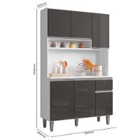 Kit Cozinha Compacta Márcia 105Cm Com 6 Portas E 1 Gaveta Branco Cinza Escuro - Desk Design - 7