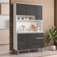 Kit Cozinha Compacta Márcia 105Cm Com 6 Portas E 1 Gaveta Branco Cinza Escuro - Desk Design - 11