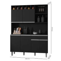 Kit Cozinha Compacta Alice 130Cm Com 6 Portas E 1 Gaveta Preto Fosco - Desk Design
