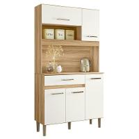 Armario Cozinha 5 Portas E 1 Gaveta Magazine 90 Freijo/off White Cristal Freijo/off White Cristal - 1