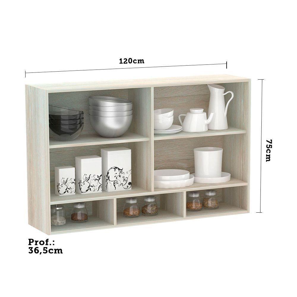 Armário 120cm 2 Portas C/Nicho Lis Legno Crema C/Cinza - 3