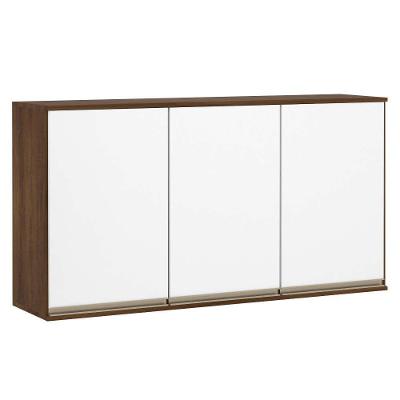 Armário Para Cozinha 120 Cm 3 Portas Dourado Com Branco