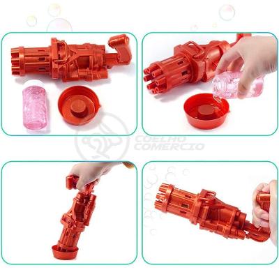 Máquina Elétrica Brinquedo Lança Bolhas Sabão Vermelho