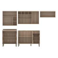 Armário De Cozinha Completa 5 Peças Com Vidro Reflecta Sem Tampo Mel Vanilla Com Pérola Off - 6