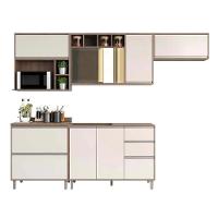 Armário De Cozinha Completa 5 Peças Com Vidro Reflecta Sem Tampo Mel Vanilla Com Pérola Off - 7