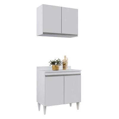 Kit Armário Aéreo Balcão 02s Loren 80cm Branco