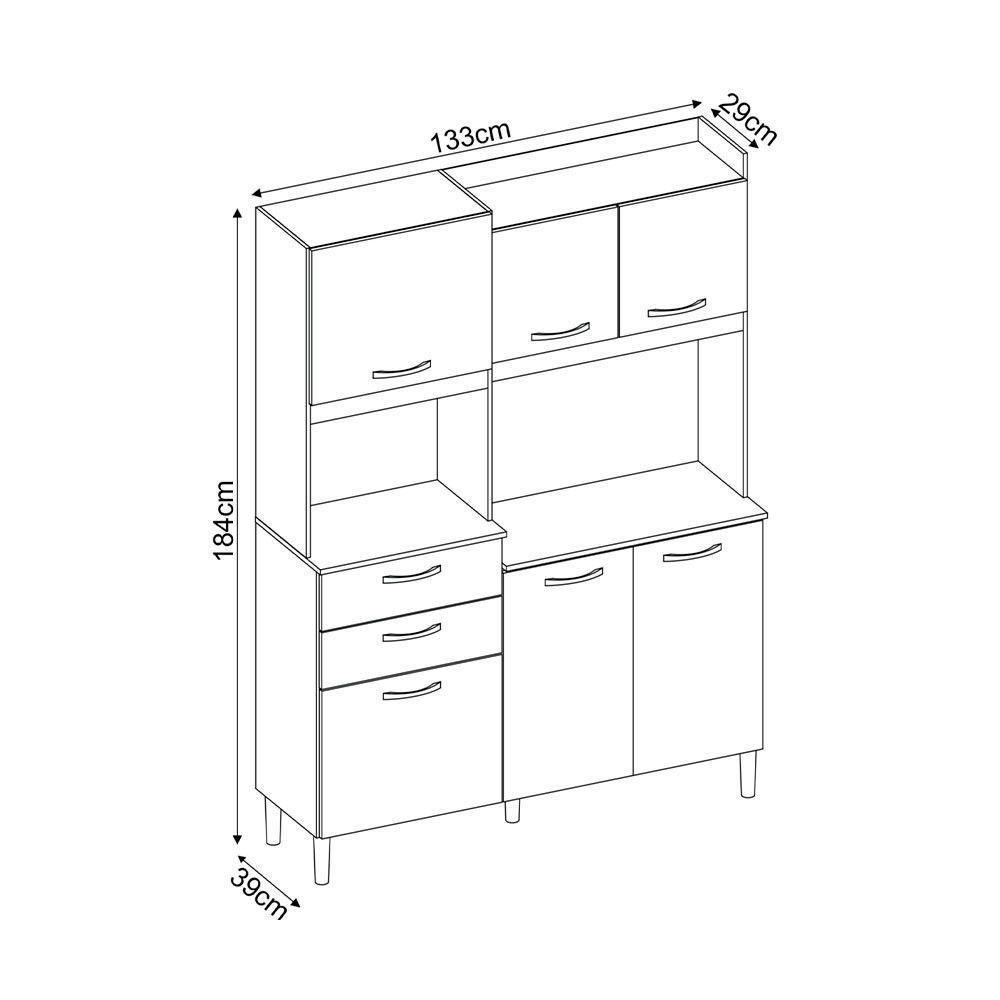 Kit Cozinha Harmonia 6 Portas E 2 Gavetas Touch E Branco - 3