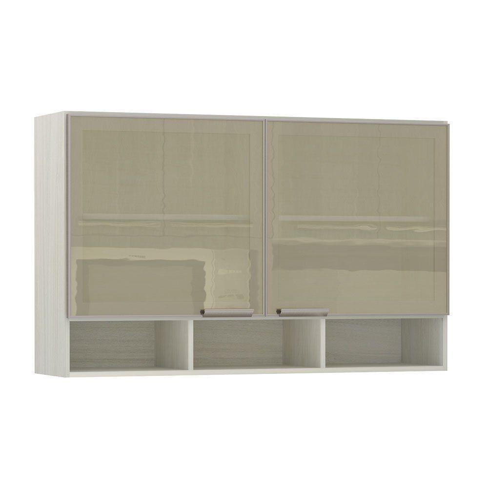 Armário 120cm 2 Portas C/Vidro Reflecta Bronze + Nicho Lis - 1