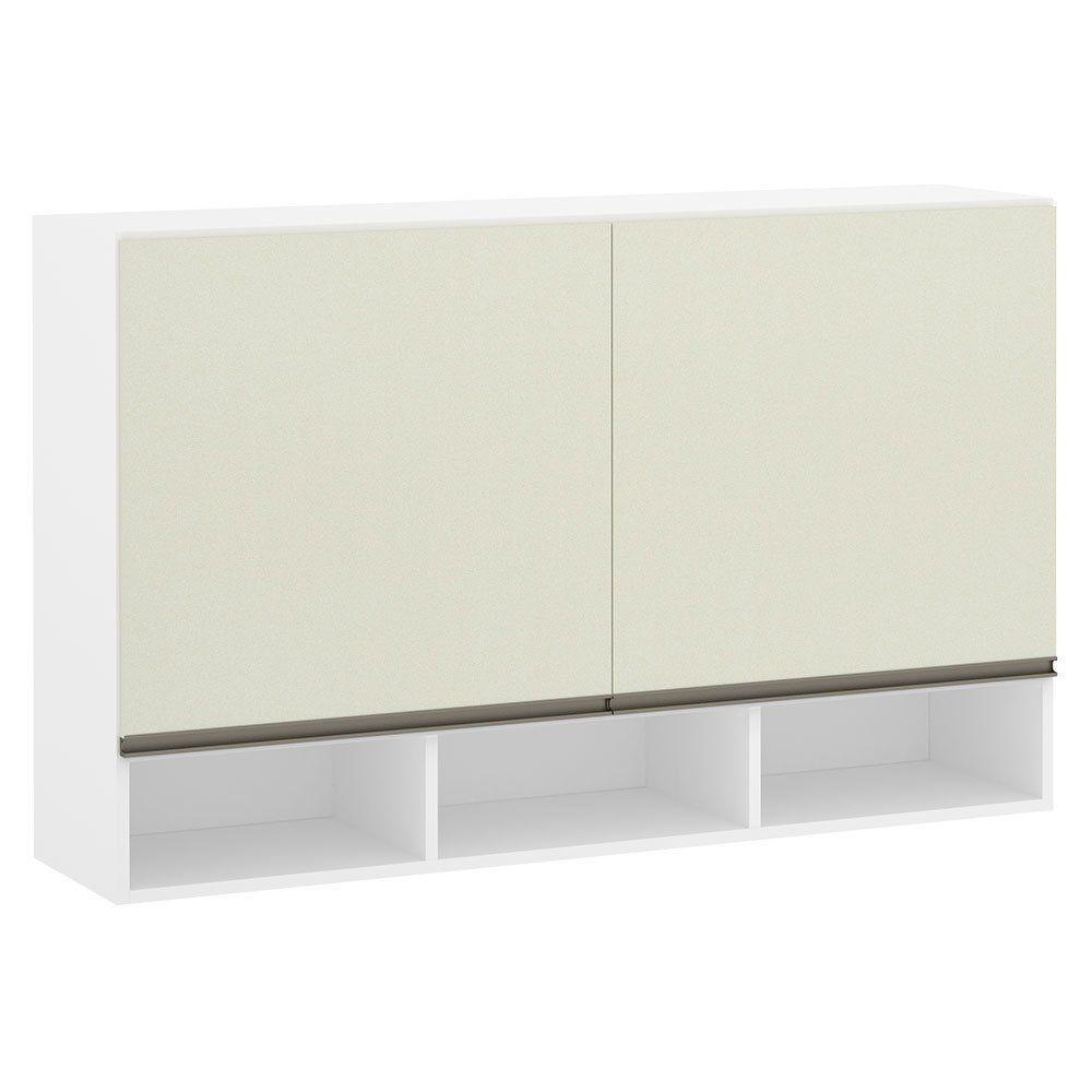 Armário 120cm 2 Portas C/Nicho Branco Polar C/Kashmir - 1