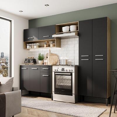 Cozinha Compacta Arizona Classic 4 Portas 1 Gaveta MDF 229 cm Amadeirado