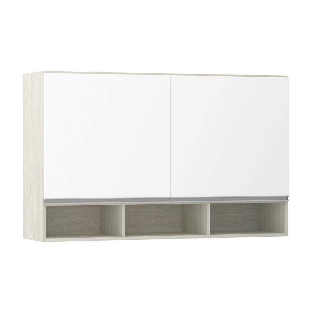 Armário 120cm 2 Portas C/Nicho Lis Legno Crema C/Branco - 1