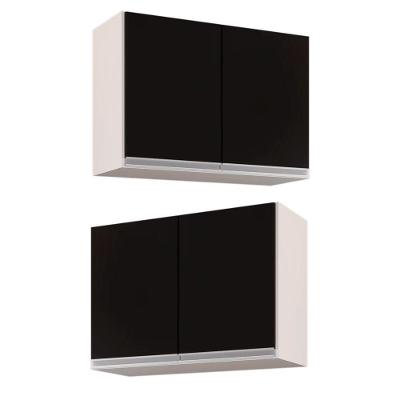 Kit 2 Armários Aéreo 02s Eva 80cm Branco Preto