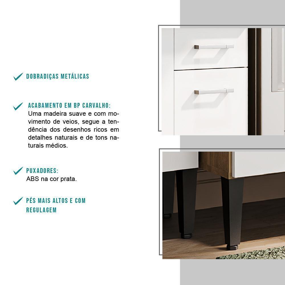 Armário Cozinha Completa Arizona Plus Carvalho Com Branco Carraro - 5