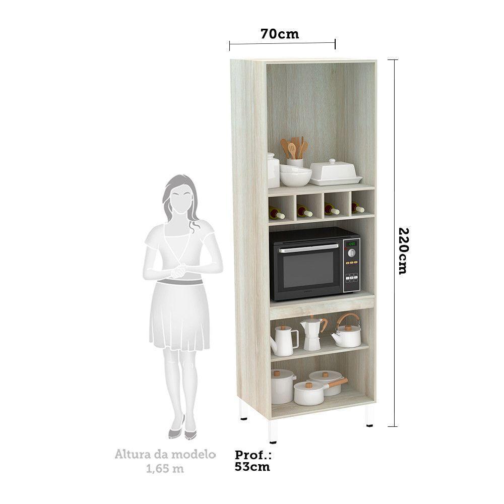 Paneleiro C/ Nicho De Microondas 70Cm E 1 Nicho Luci Legno C - 3