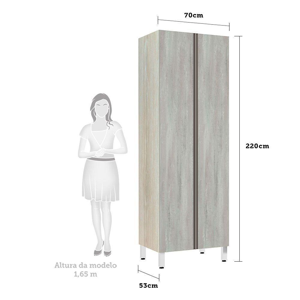 Paneleiro 70Cm Duplo 2 Portas Luci Legno Crema Com Concreto - 2
