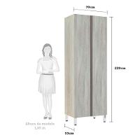 Paneleiro 70Cm Duplo 2 Portas Luci Legno Crema Com Concreto - 2