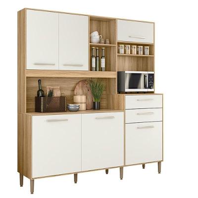 Armario Cozinha 6 Portas E 2 Gavetas Salsa Freijo/off White Cristal Freijo/off White Cristal