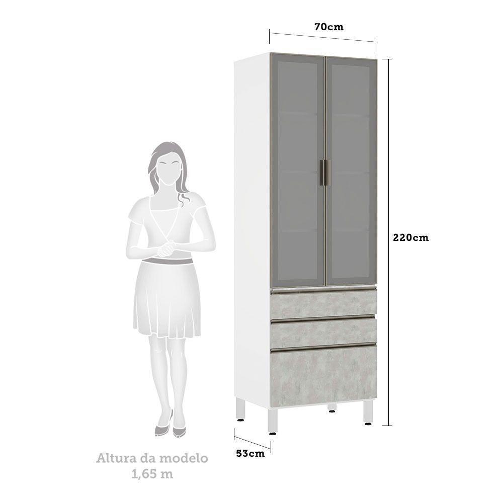 Paneleiro Torre 70Cm Prata Pérola Branco Com Concreto - 2