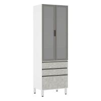 Paneleiro Torre 70Cm Prata Pérola Branco Com Concreto - 1
