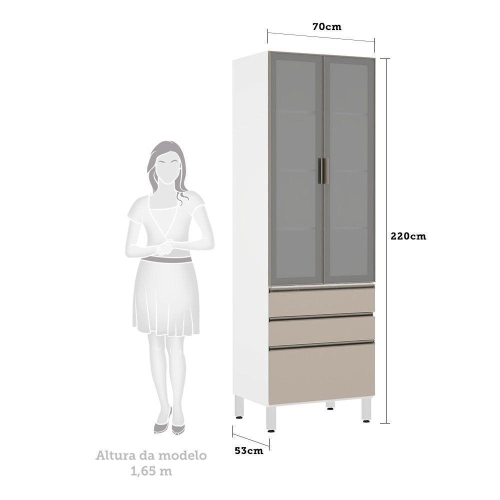 Paneleiro Torre 70Cm Prata Pérola Branco Com Connect - 2