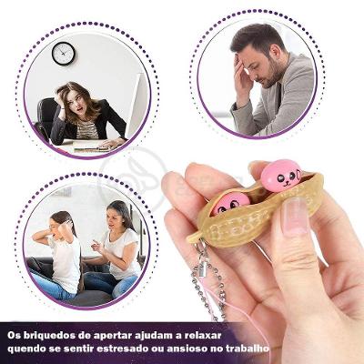 Chaveiro Amendoim Anti Stress Apertar Silicone Sensorial
