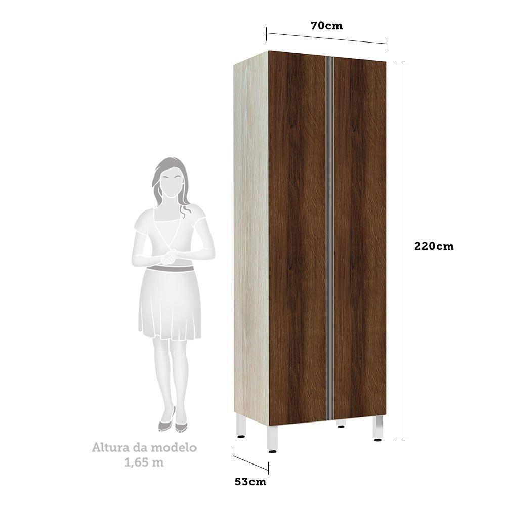 Paneleiro 70Cm Duplo Luci Legno Crema Com Nogueira Dourado - 2